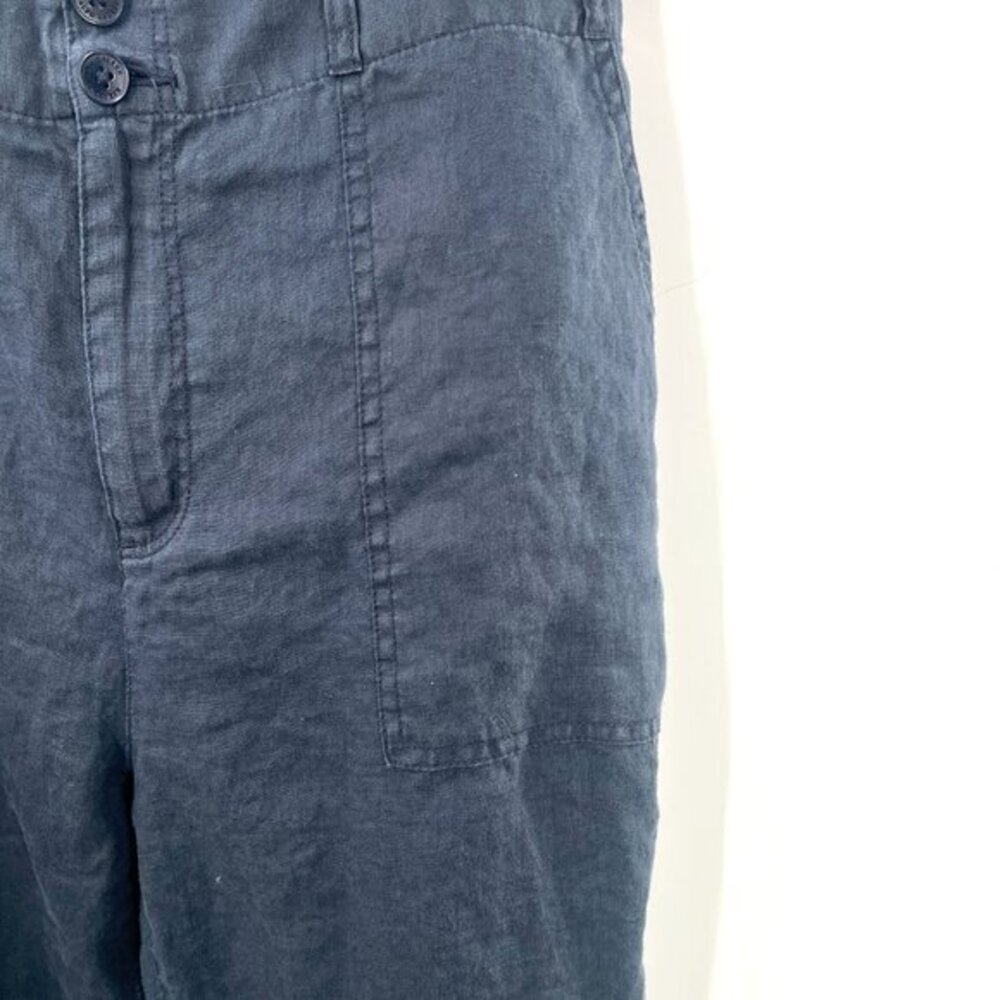 Lauren Ralph Lauren navy blue 100% linen straight leg pants lagenlook coastal 10 - Picture 3 of 15